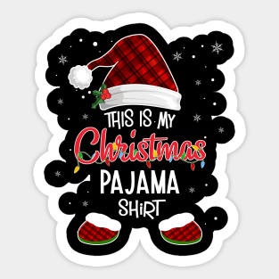 This Is My Christmas Pajama Shirt Gnome Christmas Red Plaid T-Shirt Sticker